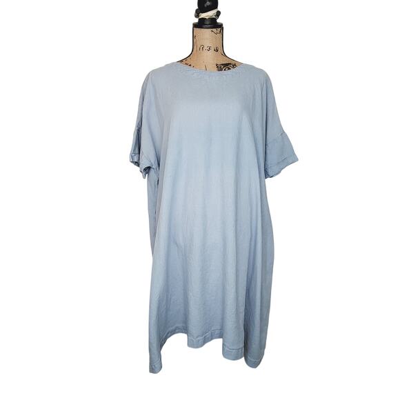 notPERFECTLINEN Dresses & Skirts - notperfectLinen Renne 2 Swedish Blue Coastal Lagenlook 100% Linen Dress One Size